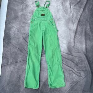 Vintage 70's Washington Dee Cee Sanforized Green Overalls Work Bibs Sz 31 x 30